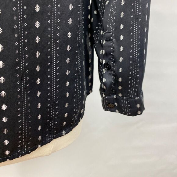 Ecru Womans Black Silk Blouse Small Button Front Long Sleeves Career Casual New - Picture 11 of 15